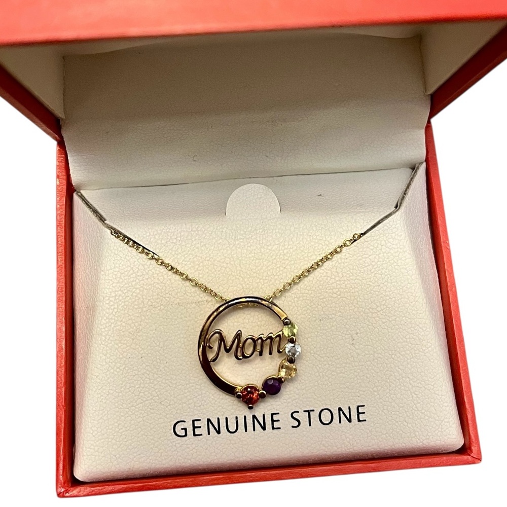 Macy's Gold Necklace with Precious Stone Pendant